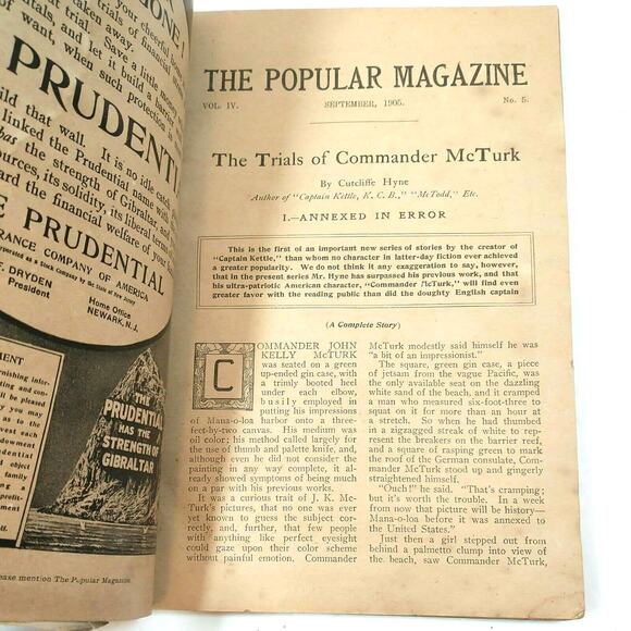 The Popular Magazine Number 5 September 1905 Commander McTurk Cover - Picture 3 of 11